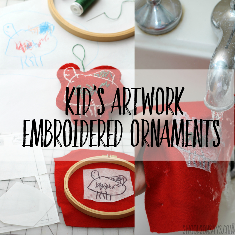 How to turn kids artwork into an embroidered ornament