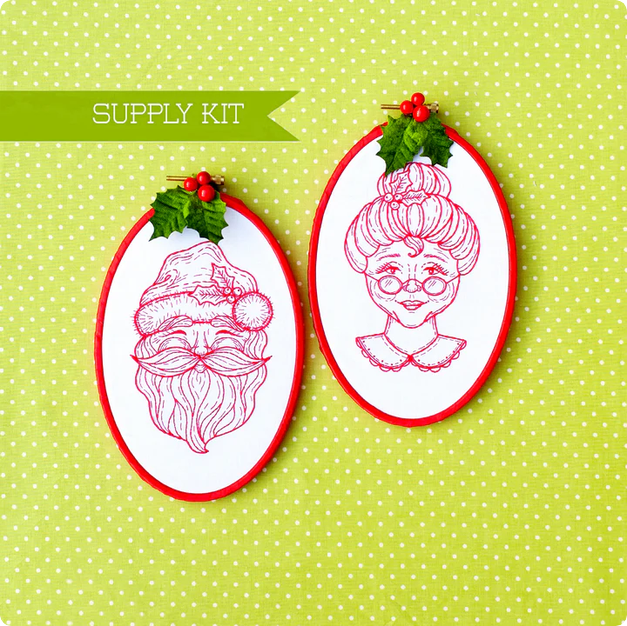 mr and mrs santa claus embroidery kit