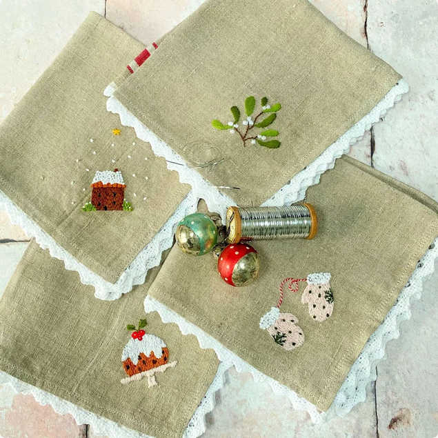 christmas embroidery napkin pattern