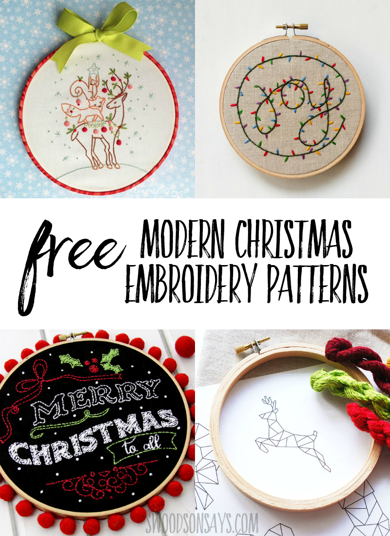 Free Christmas hand embroidery patterns for stitching! These Christmas embroidery designs are free to download and fun to stitch as gifts or wall decor. #embroidery #handembroidery #christmas #christmascrafts