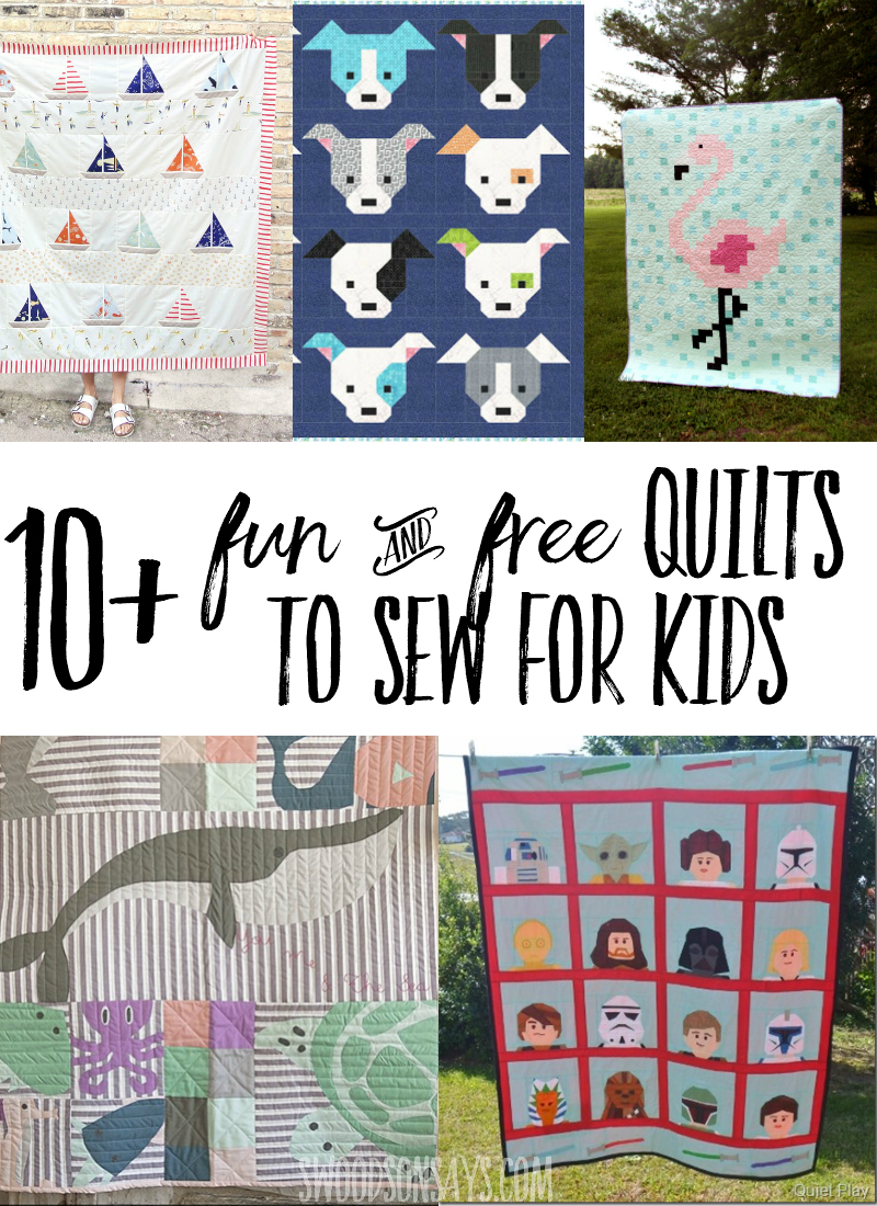 10 of the cutest FREE quilt patterns to sew for big kids! These free quilt tutorials are perfect for gifts and have fun designs that kids will love. #quilts #quilting #sewing #sewingpattern