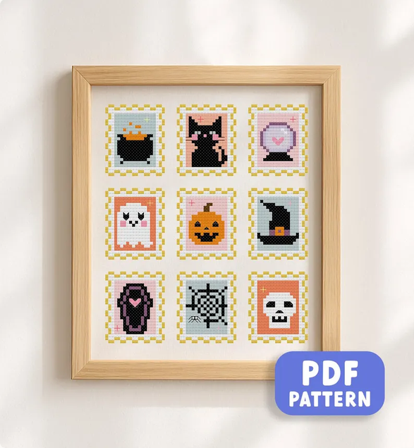 halloween stamp cross stitch pattern