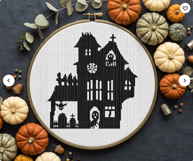 haunted house cross stitch pattern