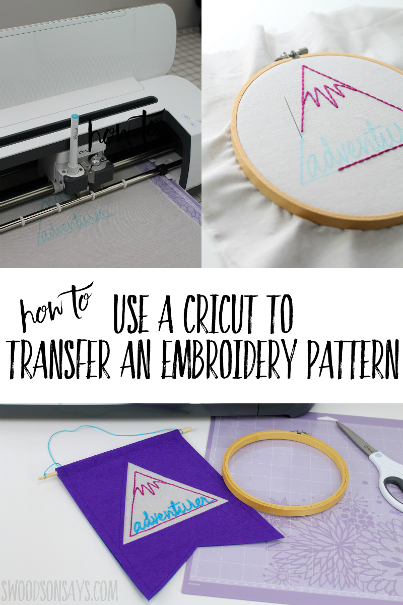 Instead of tracing, let your Cricut transfer a hand embroidery pattern for you! Check out tips for what pattern to choose and see how to make this embroidered felt banner, in this helpful blog post. #cricut #embroidery #sewing
