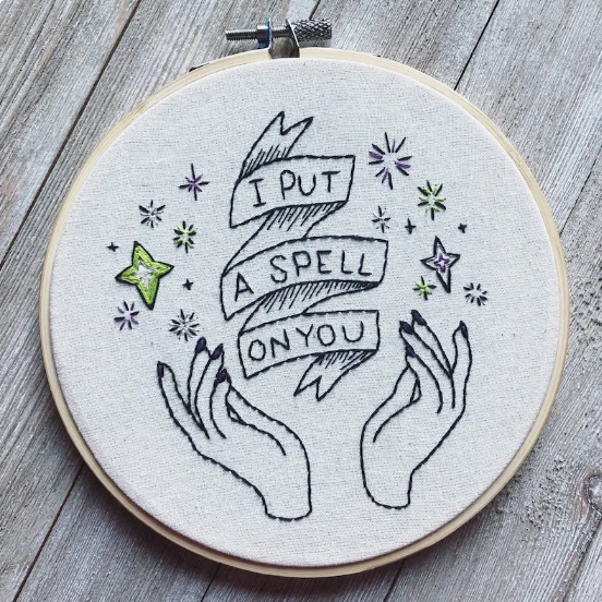 i put a spell on you hand embroidery pattern