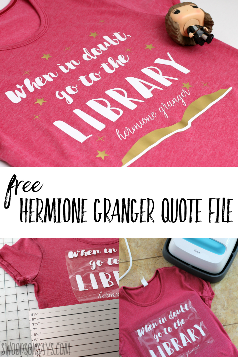 Get crafty with this fun Harry Potter quote t-shirt! Represent Hermione Granger and your love of libraries; download the free harry potter svg to get started. #cricut #harrypotter #crafts #svg