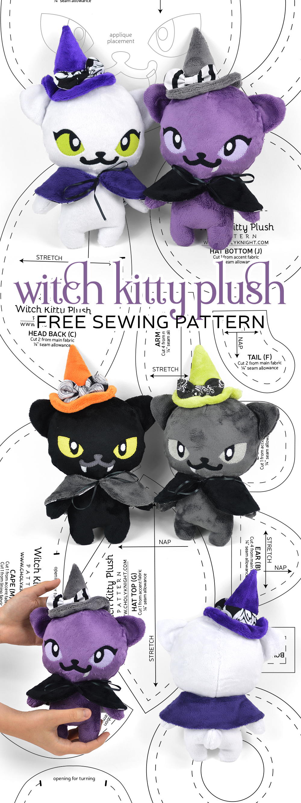 stuffed cat witch sewing pattern