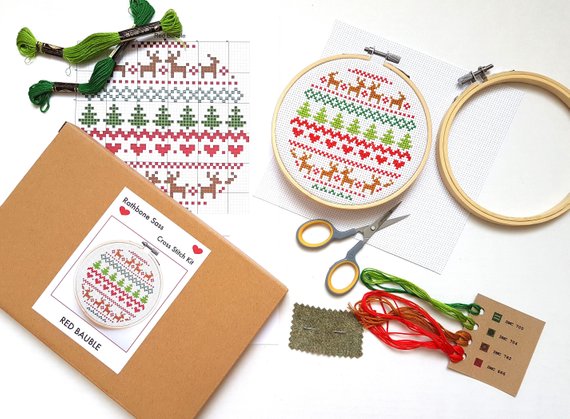fair isle christmas cross stitch kit