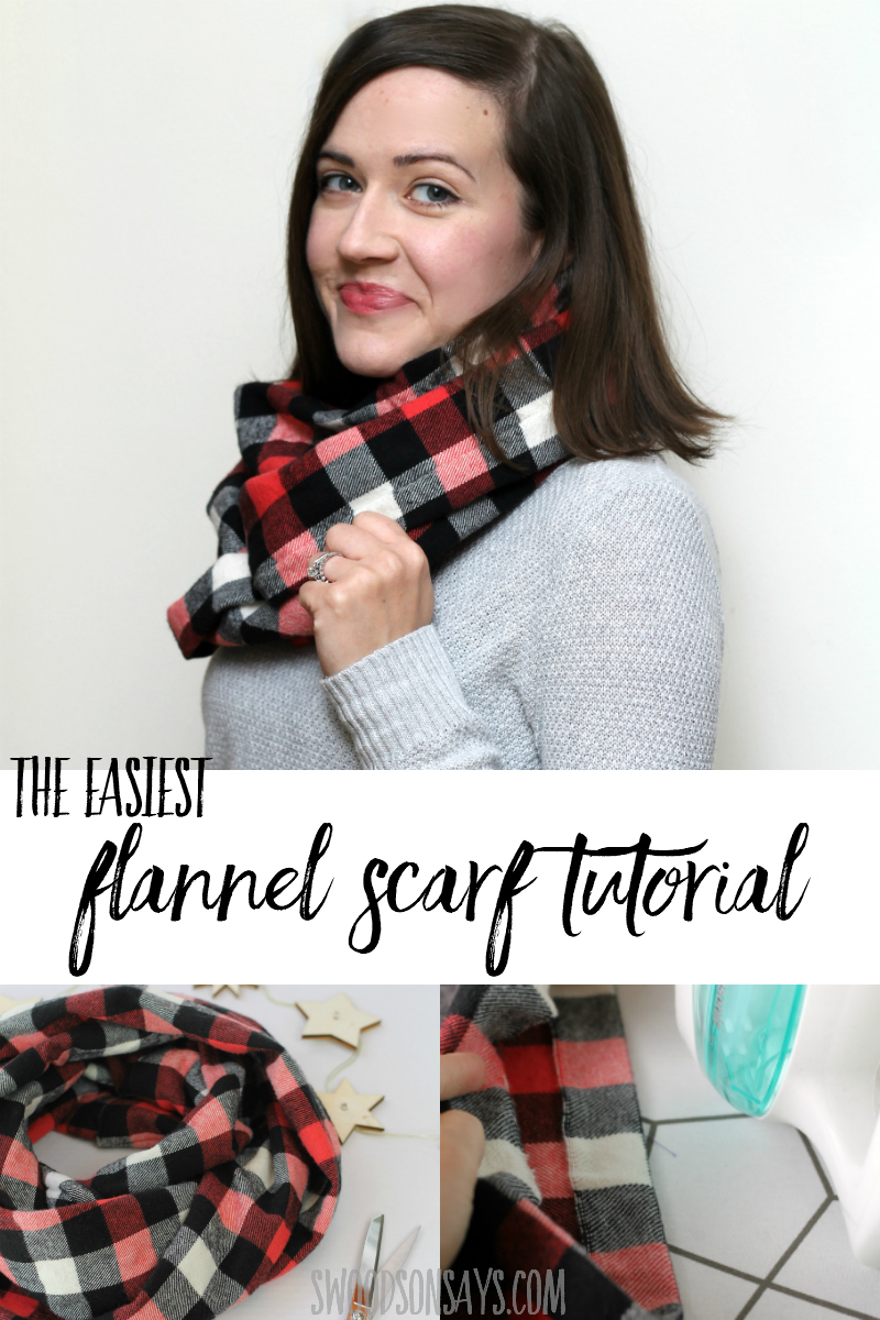 Perfect beginner sewing project to make as gifts or sell at craft fairs! Make this diy flannel infinity scarf in 15 minutes and keep warm. Super fun winter scarf sewing tutorial with full picture instructions. #sewing #freesewingpattern 