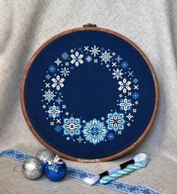 modern winter snowflake cross stitch pattern