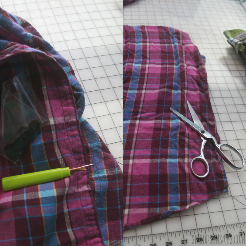 step 1 upcycling flannel