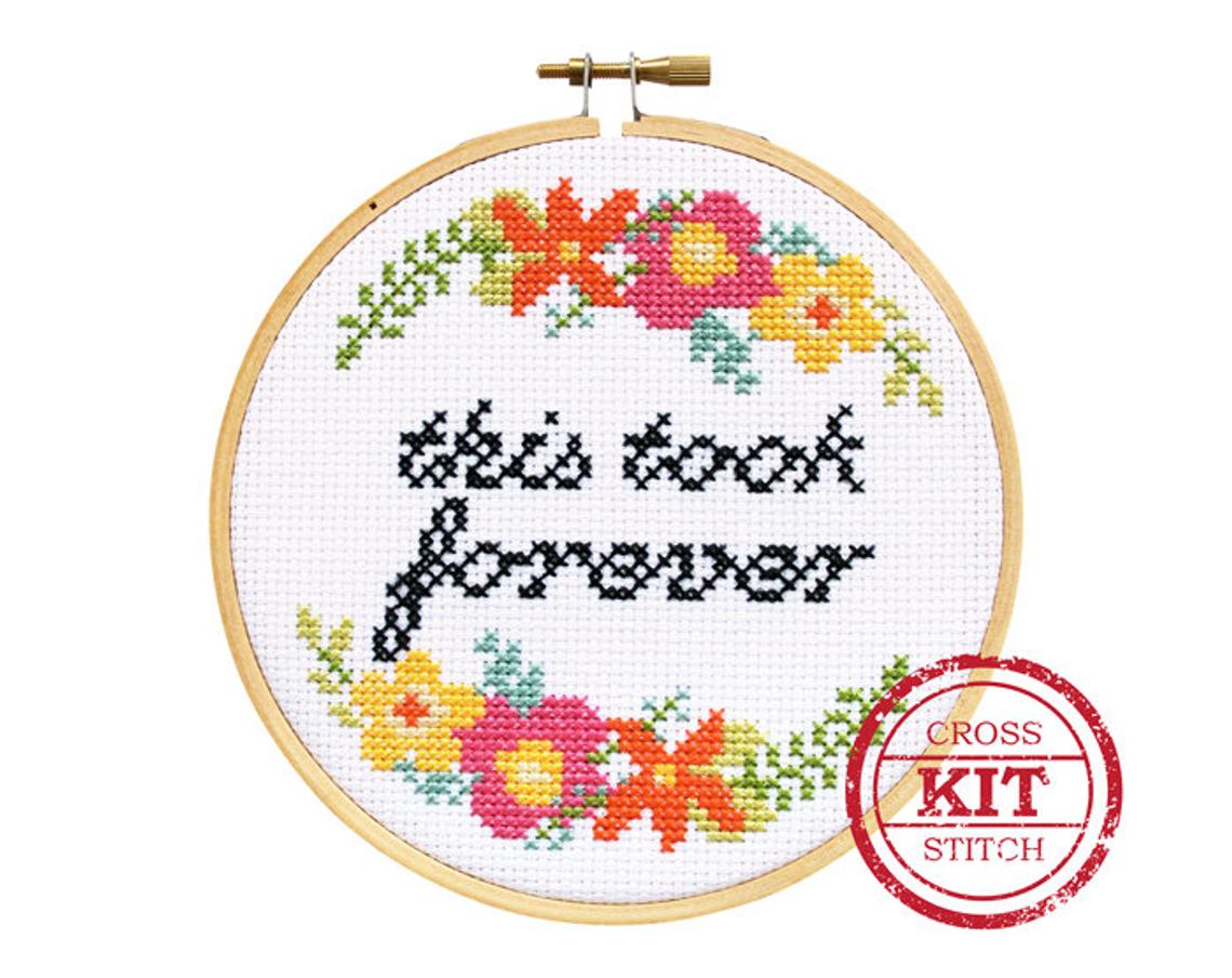 this took forever cross stitch kit