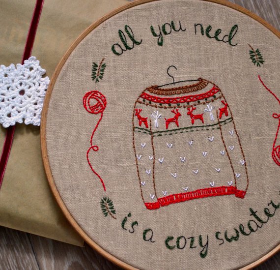 winter sweater hand embroidery pattern