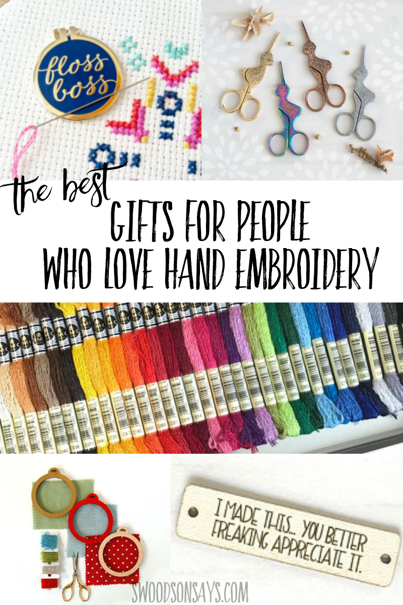 The best gift ideas for people who love hand embroidery! A fun gift guide for hand sewing crafters, filled with fun & practical present ideas. #embroidery #handembroidery #giftguide #sewing