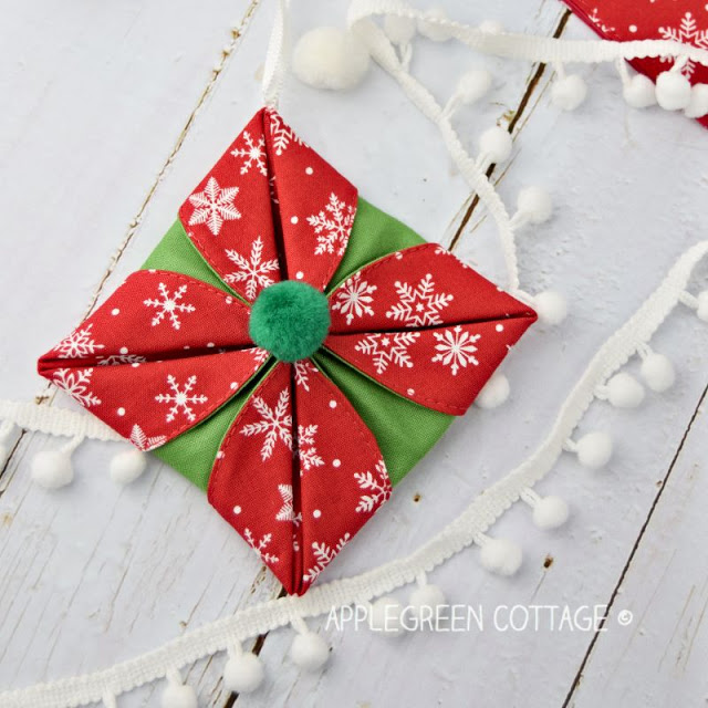 folded origami christmas ornament tutorial fabric