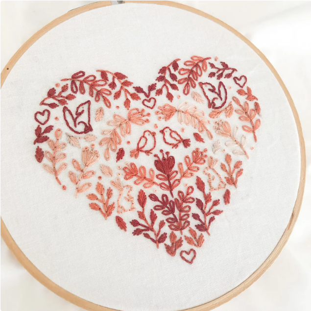 folk style heart embroidery pattern