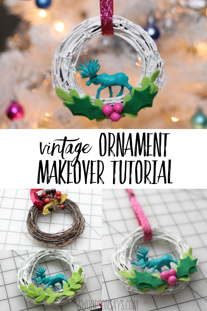 Dust off those old ornaments and give them new life! Check out this ornament upcycle tutorial - free felt leaf pattern included. #sewing #crafts #diy