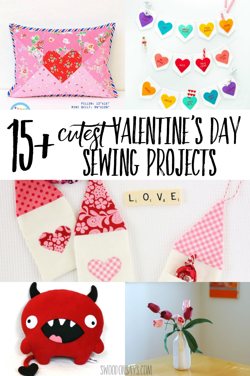 Stitch up some festive Valentine's Day sewing projects with this curated list! It includes Valentine's Day pillow sewing patterns, Valentine's Day stuffed aimal patterns, DIY Valentine's Day ornaments, and more! #sewing #valentinesday