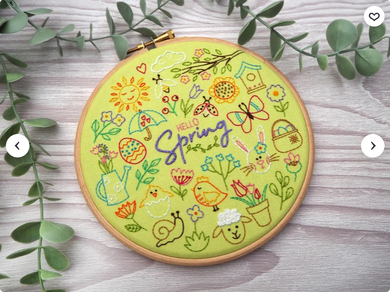 Screenshot 2026-07-03 at 13-54-37 Spring Embroidery Pattern Floral Needlecraft Printed Fabric & Instructions - Etsy