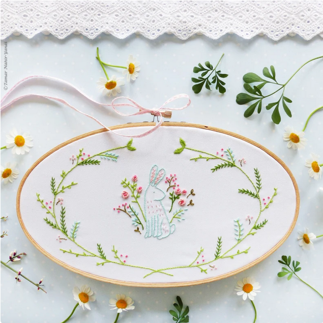 floral bunny embroidery pattern