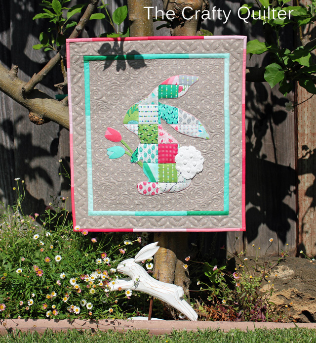 patchwork bunny mini quilt