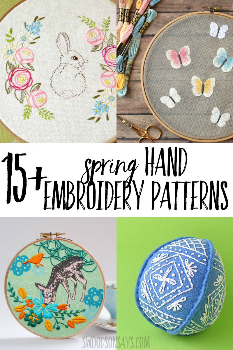 Kick off warmer weather by stitching a spring hand embroidery pattern! Full of floral embroidery designs, spring animals, and pretty pastels; this list is chock full of modern hand embroidery inspiration. #embroidery #spring #easter