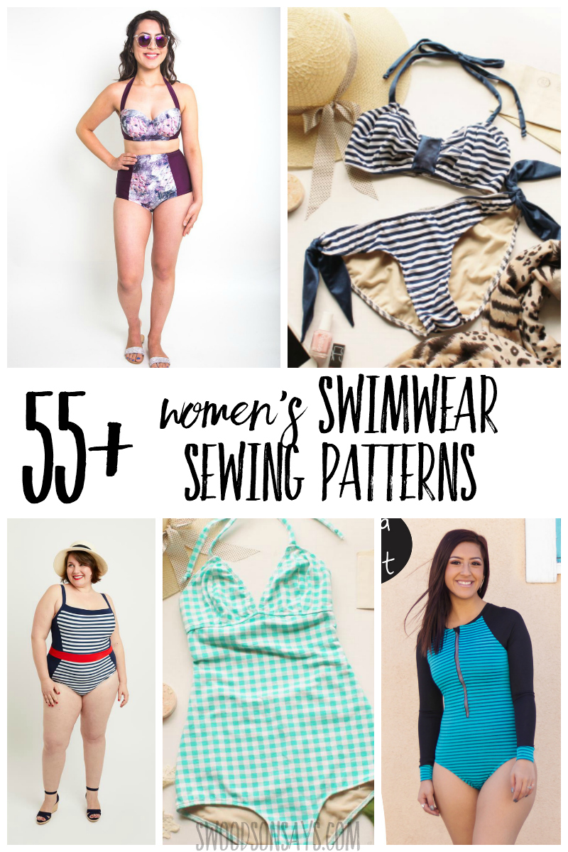 Sew your own swimsuit this year! Check out this curated list of over 55 women's swimsuit sewing patterns with photos, sizes listed, and links. #sewing #pdfpatterns