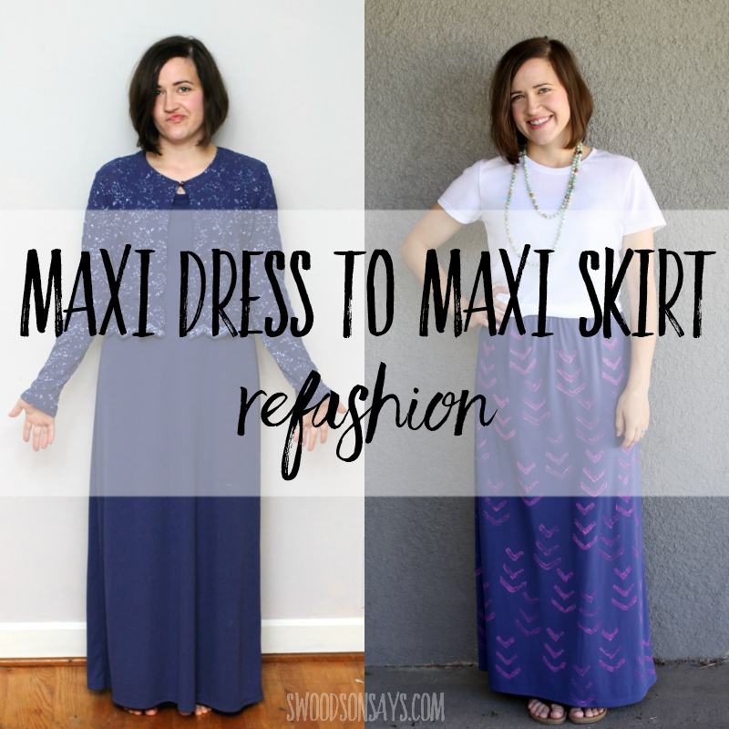 Maxi dress to maxi skirt refashion