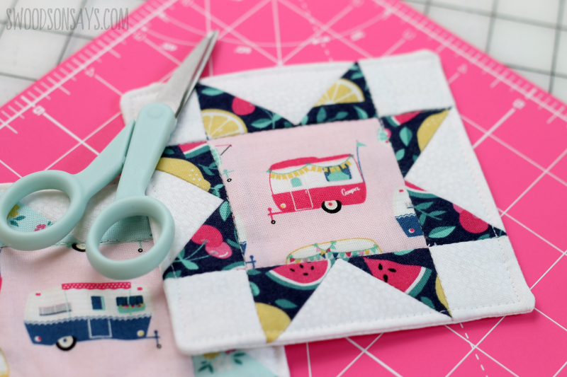 modern quilt block coaster sewing tutorial