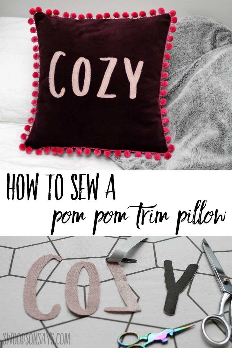 how to sew a pom pom trim pillow