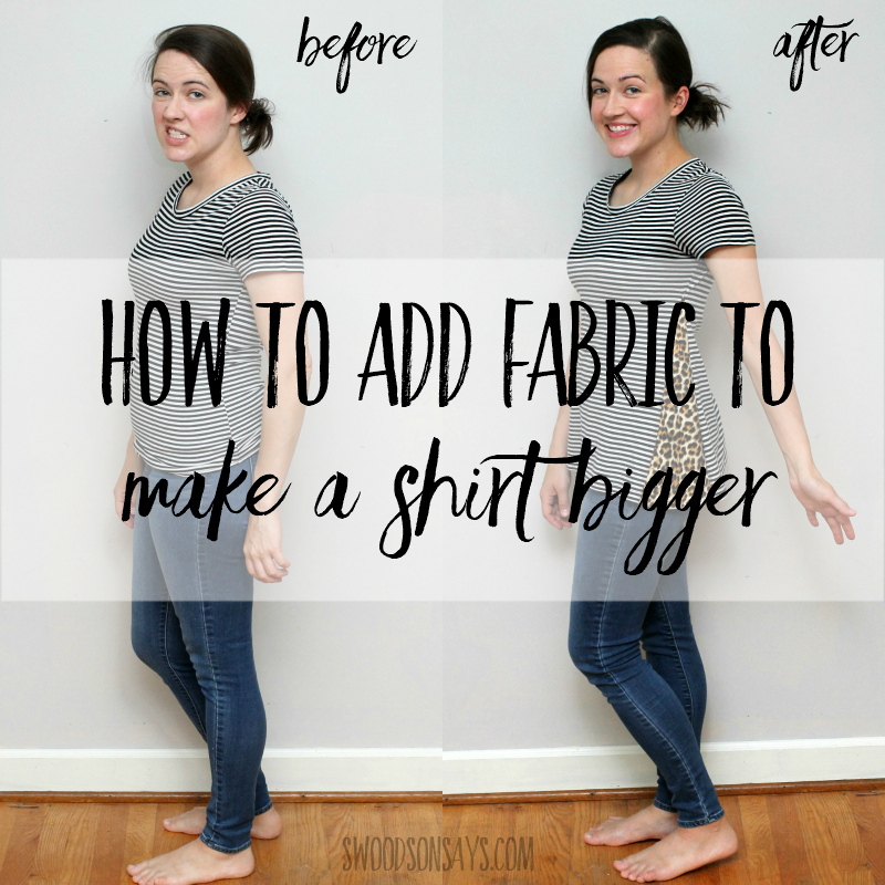 how to add fabric to a shirt to make it bigger