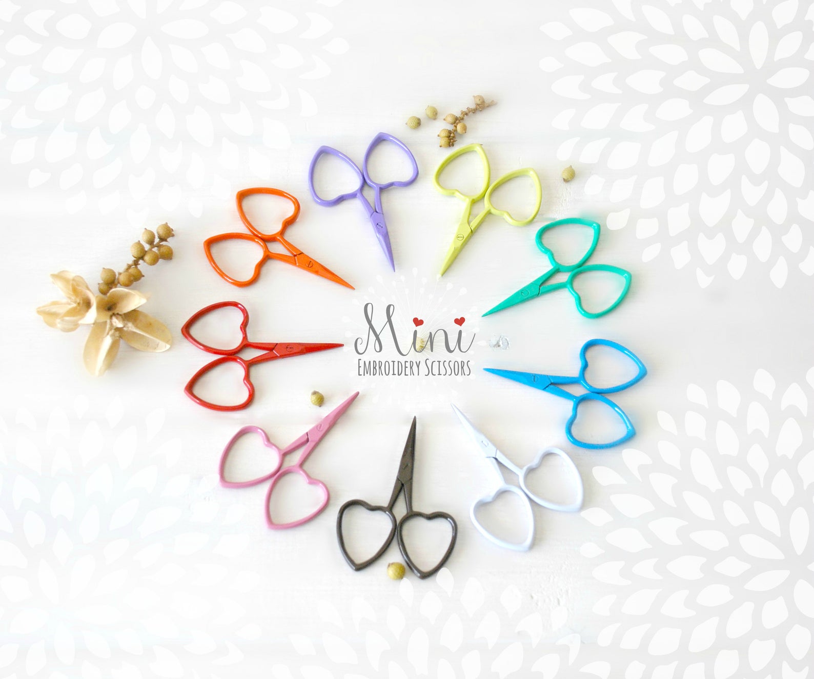 colorful heart scissors