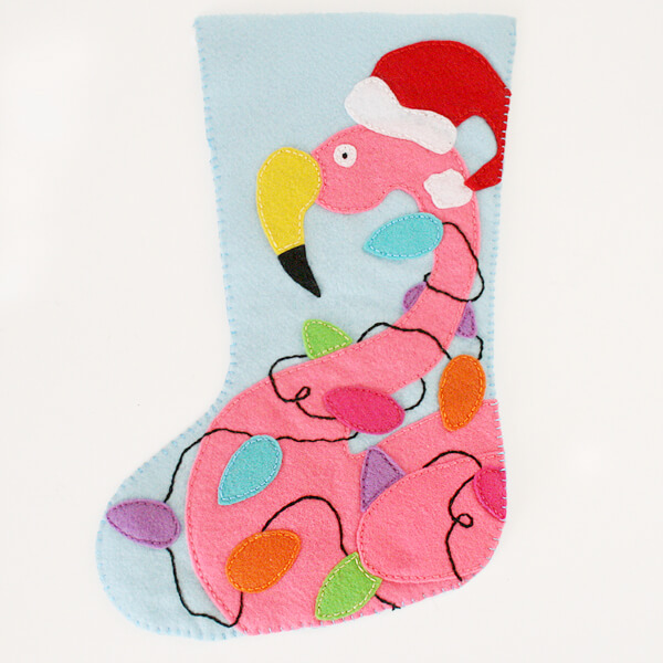 free felt flamingo stocking pattern