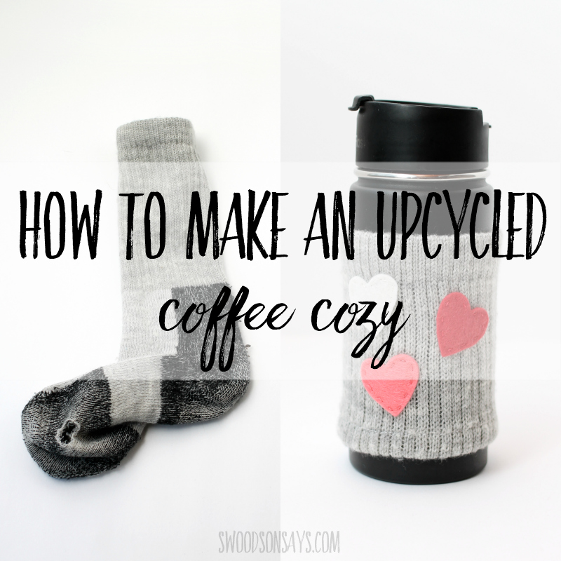 Turn socks with holes into a DIY upcycled coffee cozy