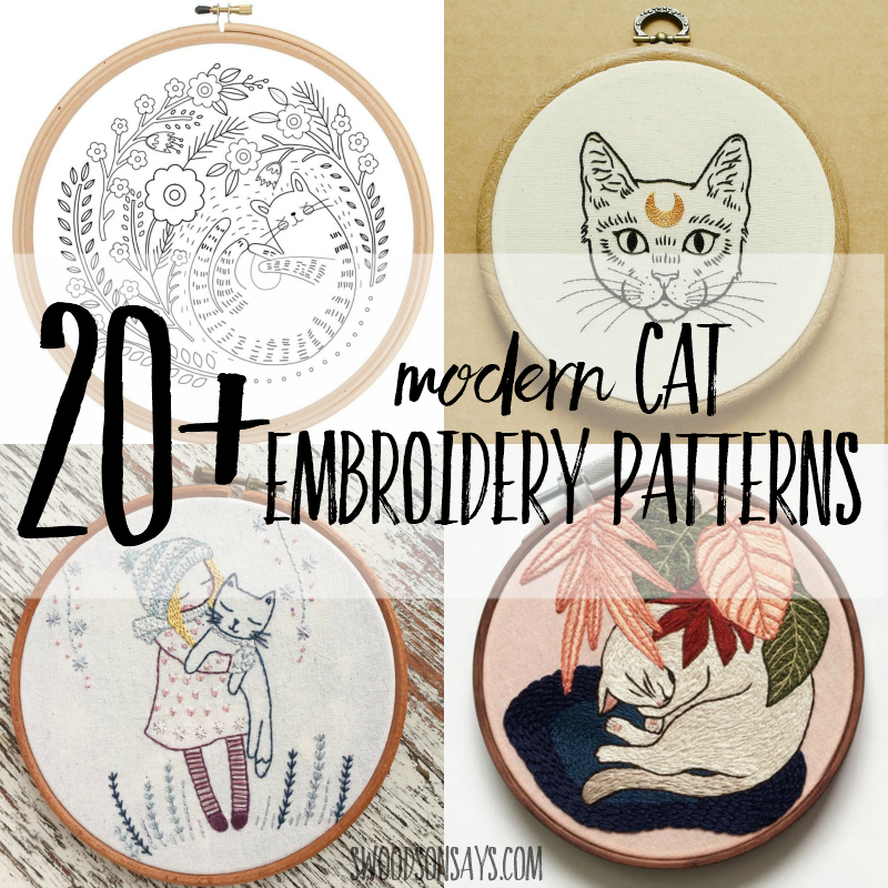 20+ modern cat embroidery patterns