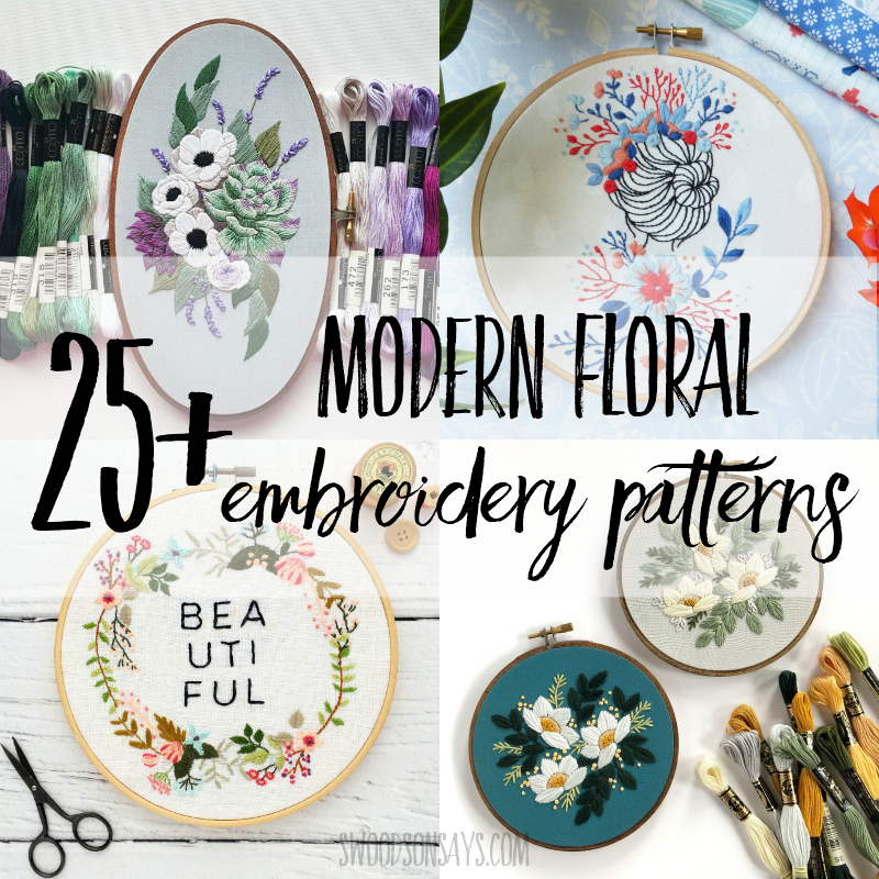 25+ modern floral embroidery patterns