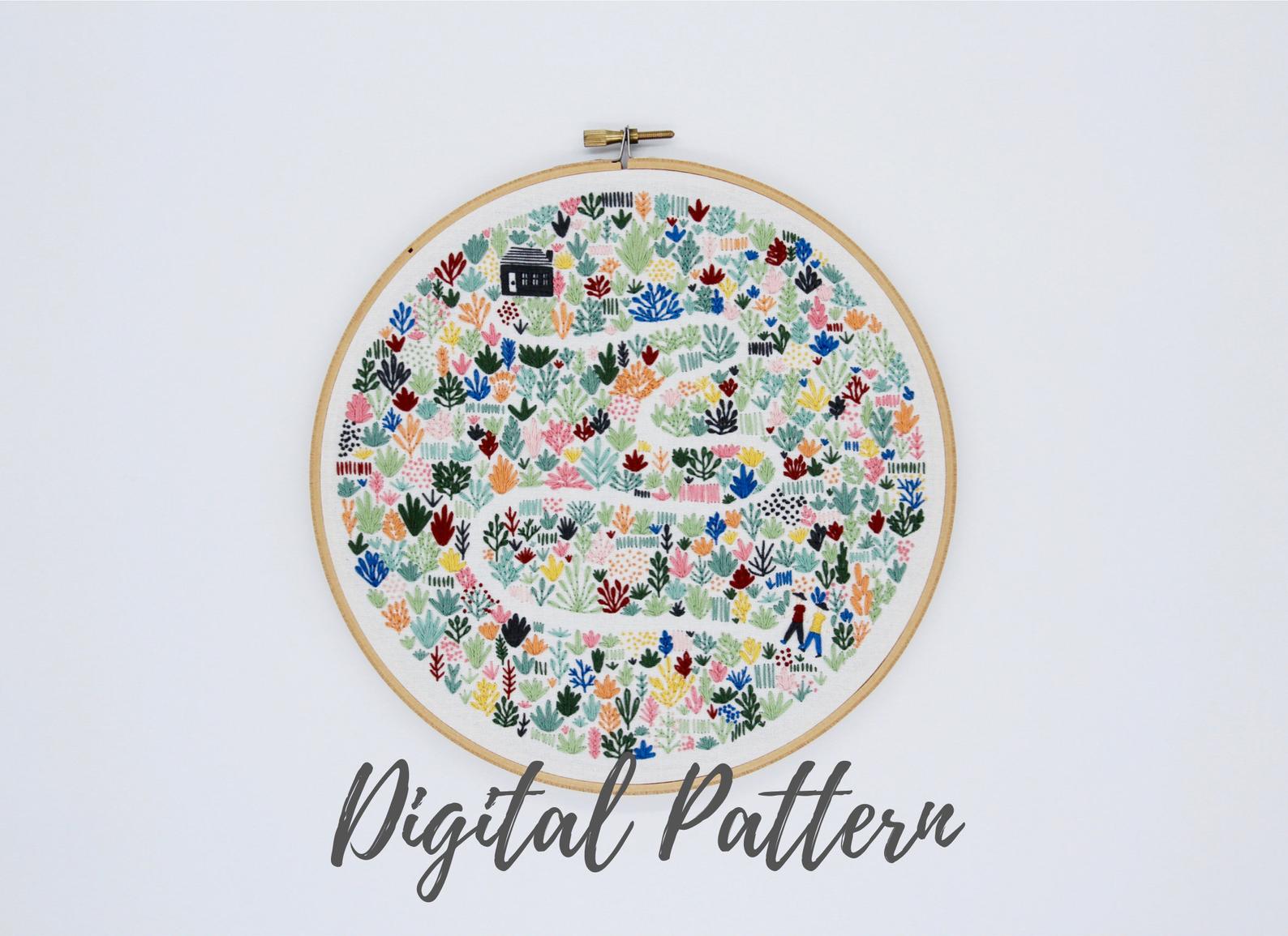 floral path hand embroidery pattern