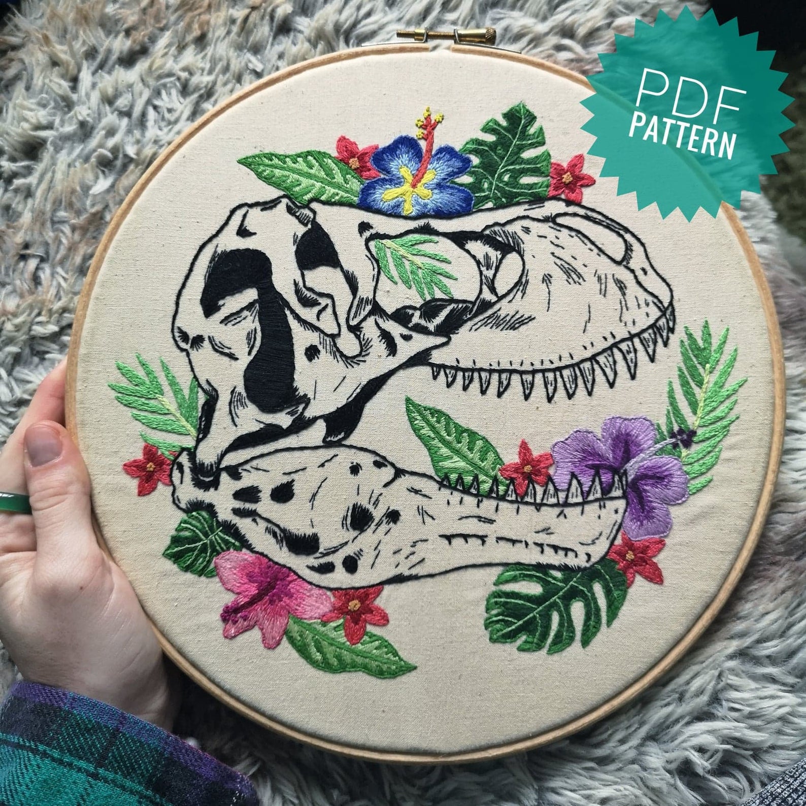 floral trex embroidery pattern