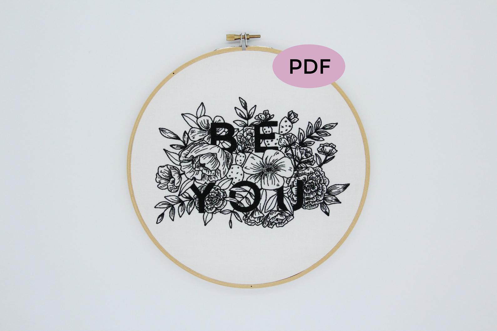 text floral embroidery pattern