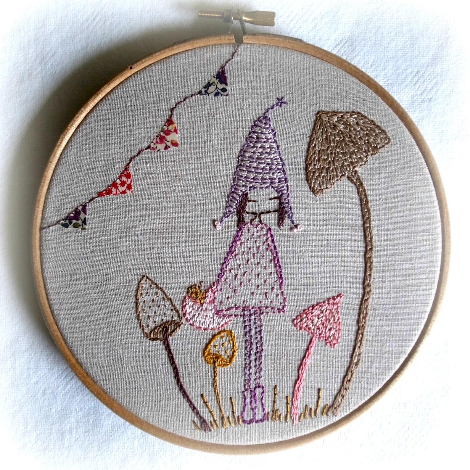 mushroom pixie hand embroidery pattern