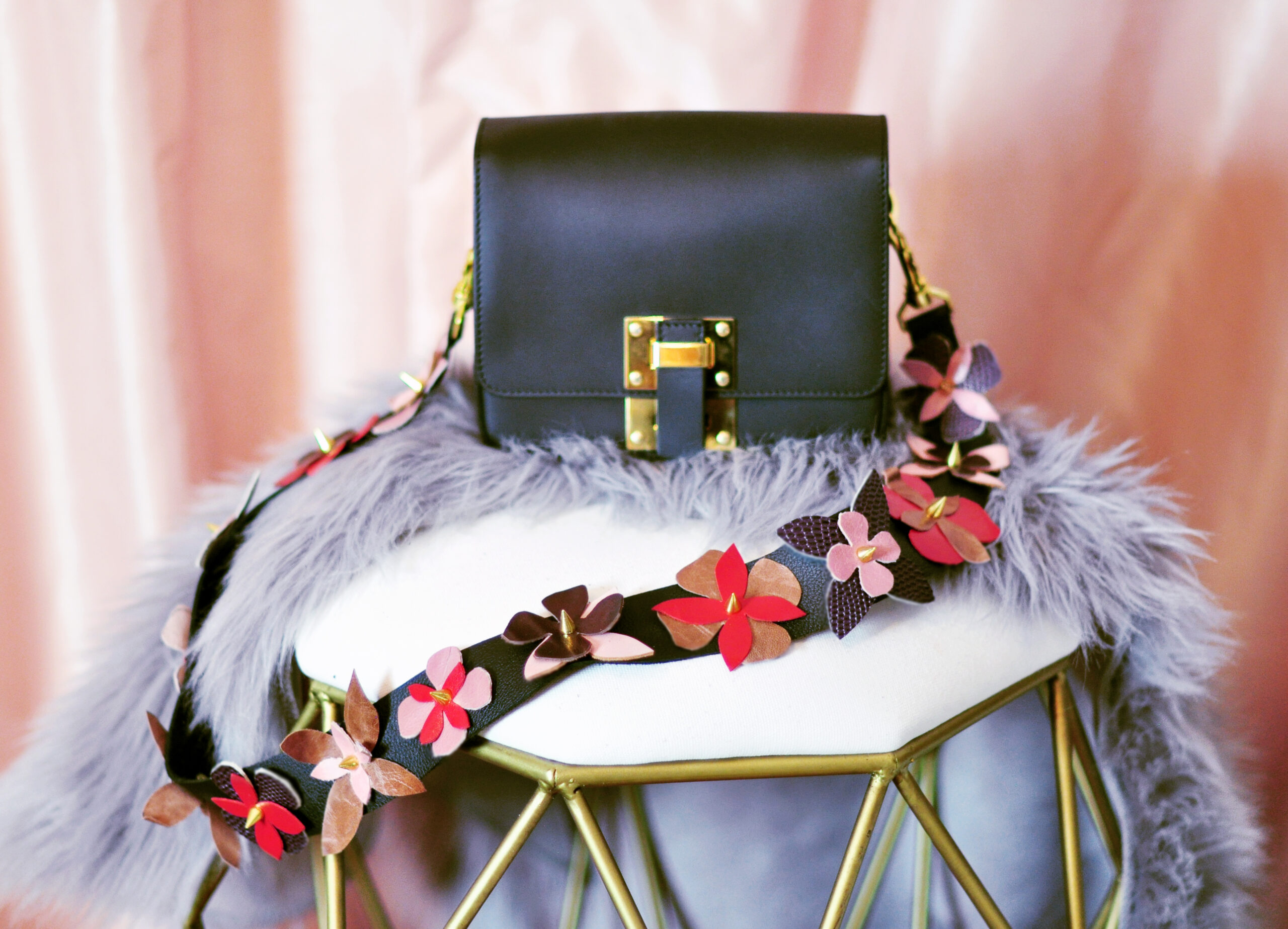 diy floral leather purse strap
