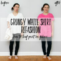 Leaf printing on fabric - grungy tshirt refashion tutorial