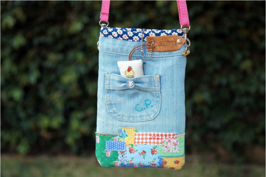 upcycled jean cross body purse