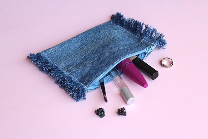 upcycled jean zipper pouch