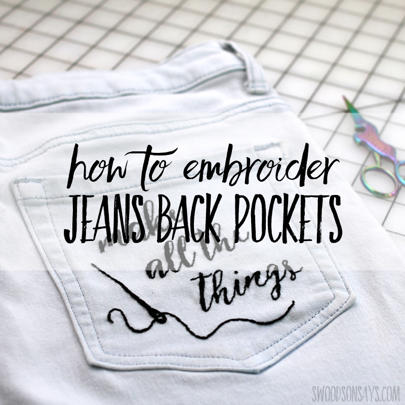 How to embroider jeans back pockets