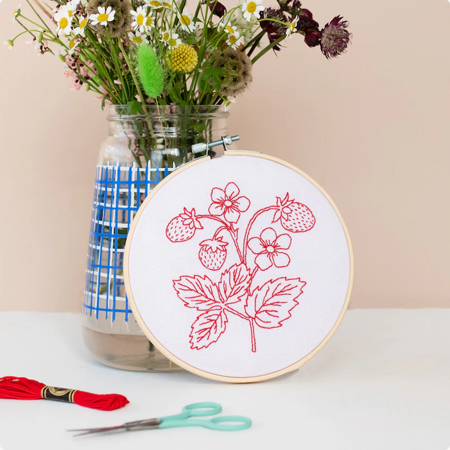 strawberry hand embroidery kit