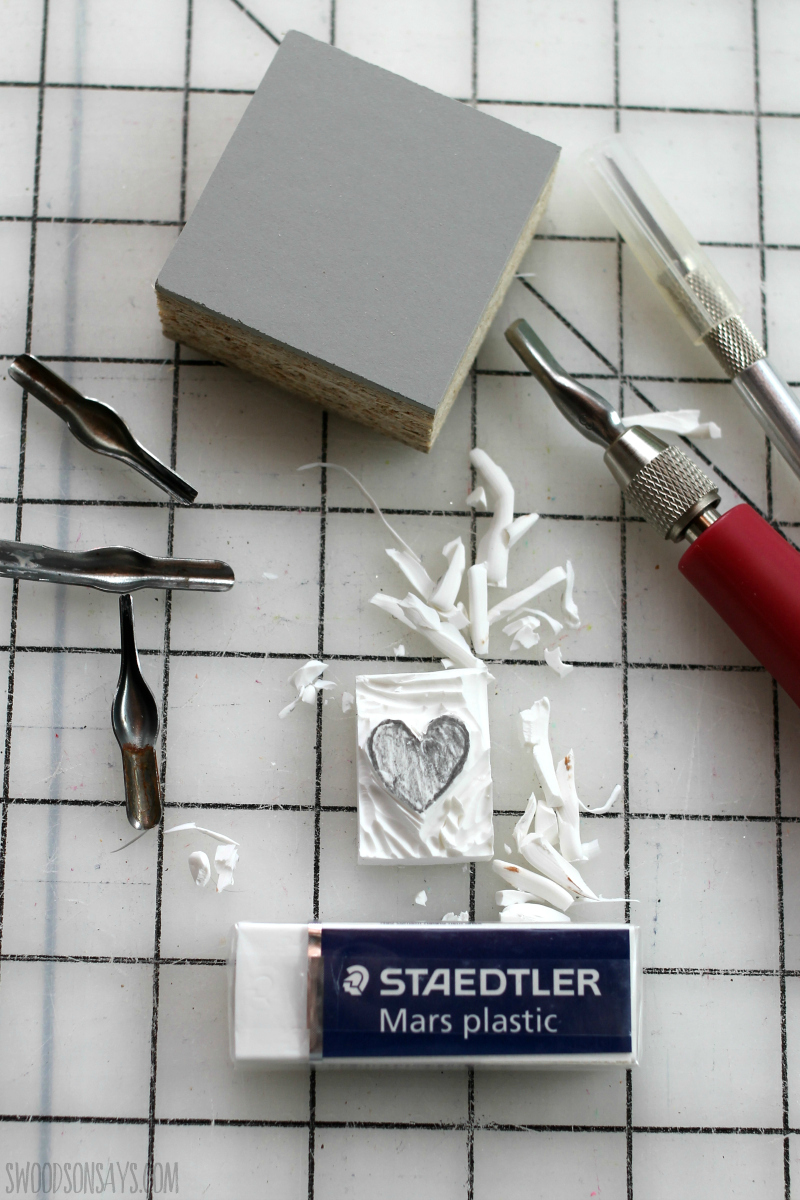 how to carve a stamp from an eraser