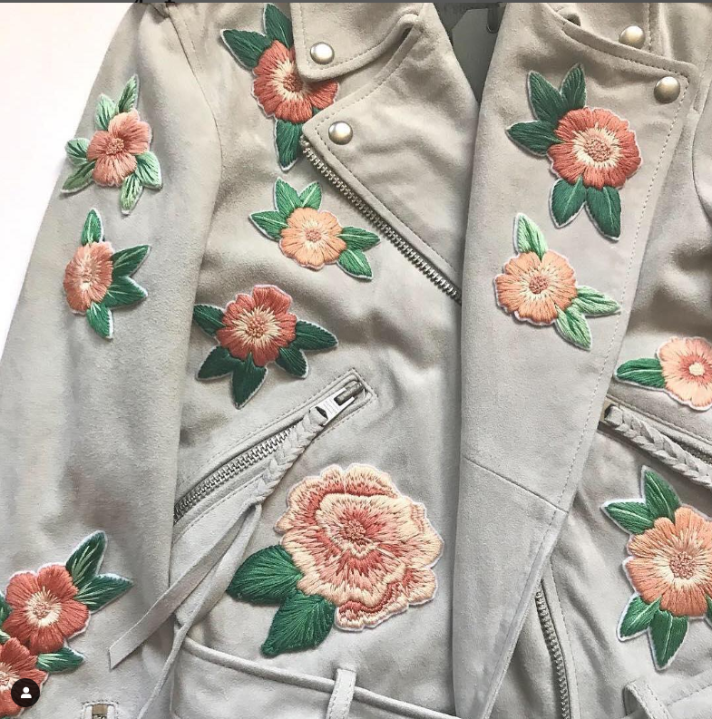 patches on leather jacket