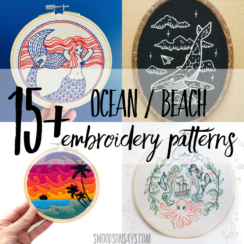 Ocean & beach embroidery designs to stitch