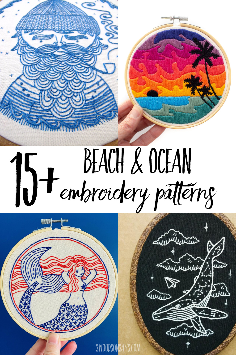 Ocean & beach embroidery patterns